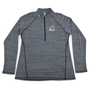 Atlanta Braves Under Armour Shirt Women's XL Blue‎ Fitted 1/2 Zip Pullover